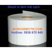 Cuộn giấy decal in mã vạch PVC 65×35