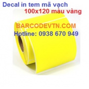 Giấy decal cuộn in tem nhãn mã vạch 100×120 màu vàng