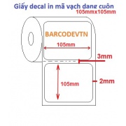 Giấy decal in mã vạch PVC 105x105mm x 50m