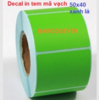 Giấy decal in tem mã vạch 50×40 xanh lá