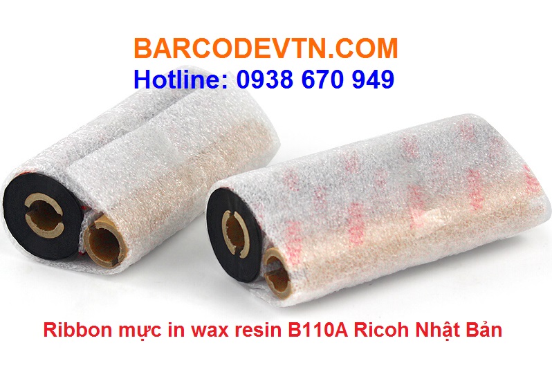 Mực in mã vạch ribbon wax/resin B110A 110x70