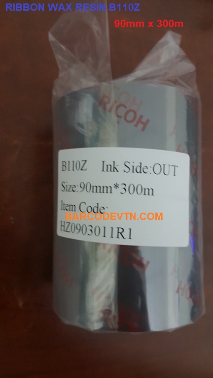 Mực in mã vạch wax resin B110Z 90x300 ricoh Nhật Bản