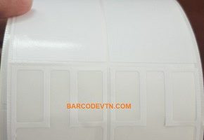 Giấy in mã vạch tem mắt kính 64×49 2 tem/hàng dạng cuộn