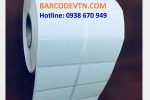 Giấy in mã vạch 2 tem 35×22 dạng cuộn 30m