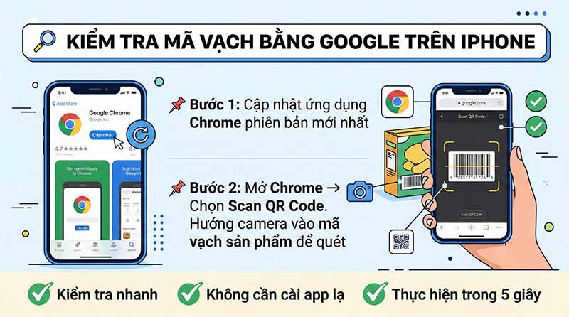 Kiểm tra mã vạch bằng Google trên điện thoại iPhone
