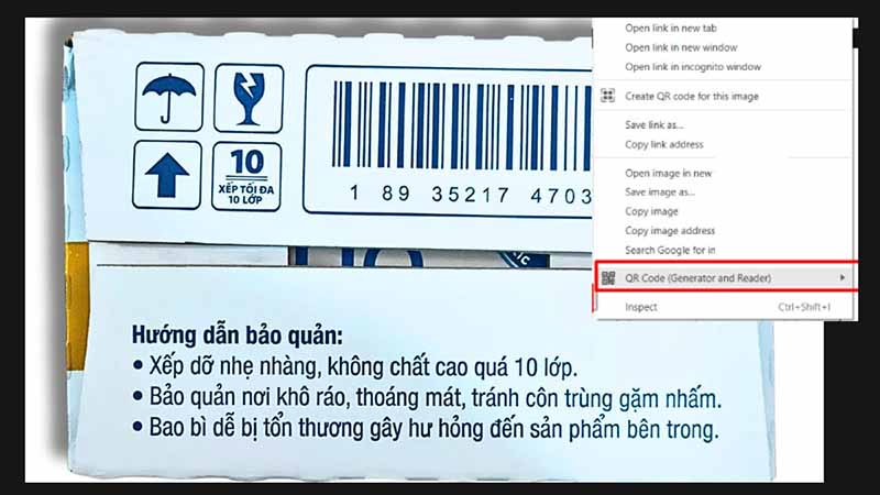 Kiểm tra mã vạch bằng Google trên máy tính