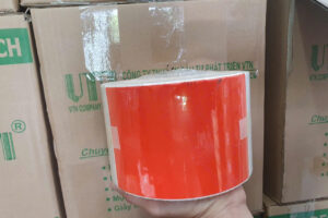 Giấy Decal In Mã Vạch PVC 100x150mm Màu Đỏ Cam