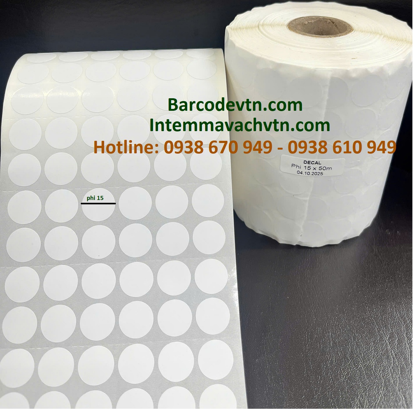 Giấy Decal In Mã Vạch Phi 15mm