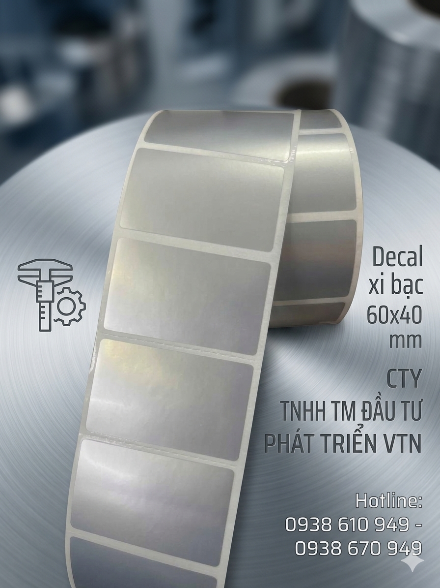 Decal Xi Bạc 60×40 MM Giá Sỉ Tận Xưởng – In Tem Mã Vạch VTN
